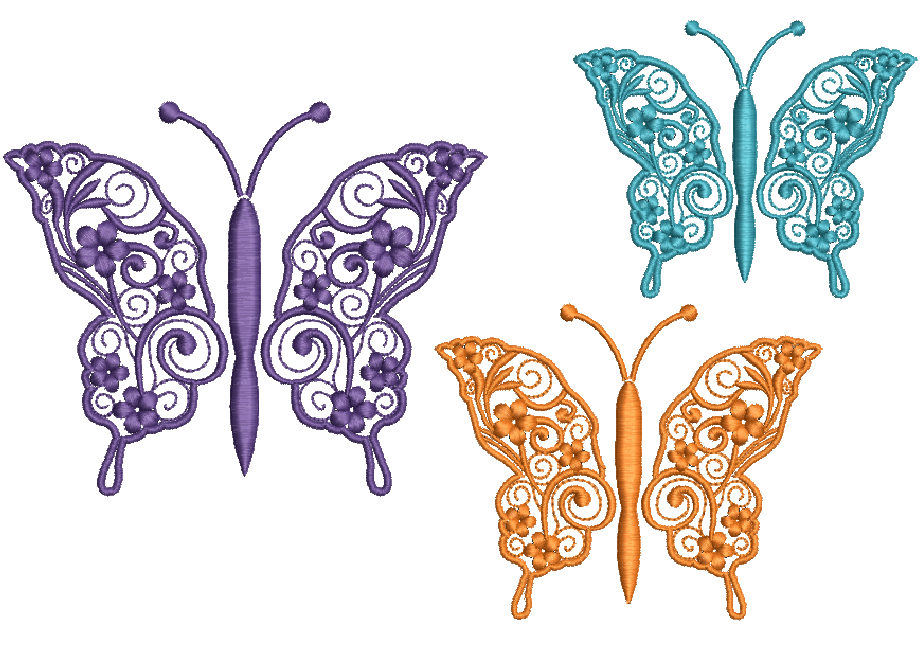 Bundel mit 6 Stickdateien  "Schmetterling" auch als 3D - sofortiger Download