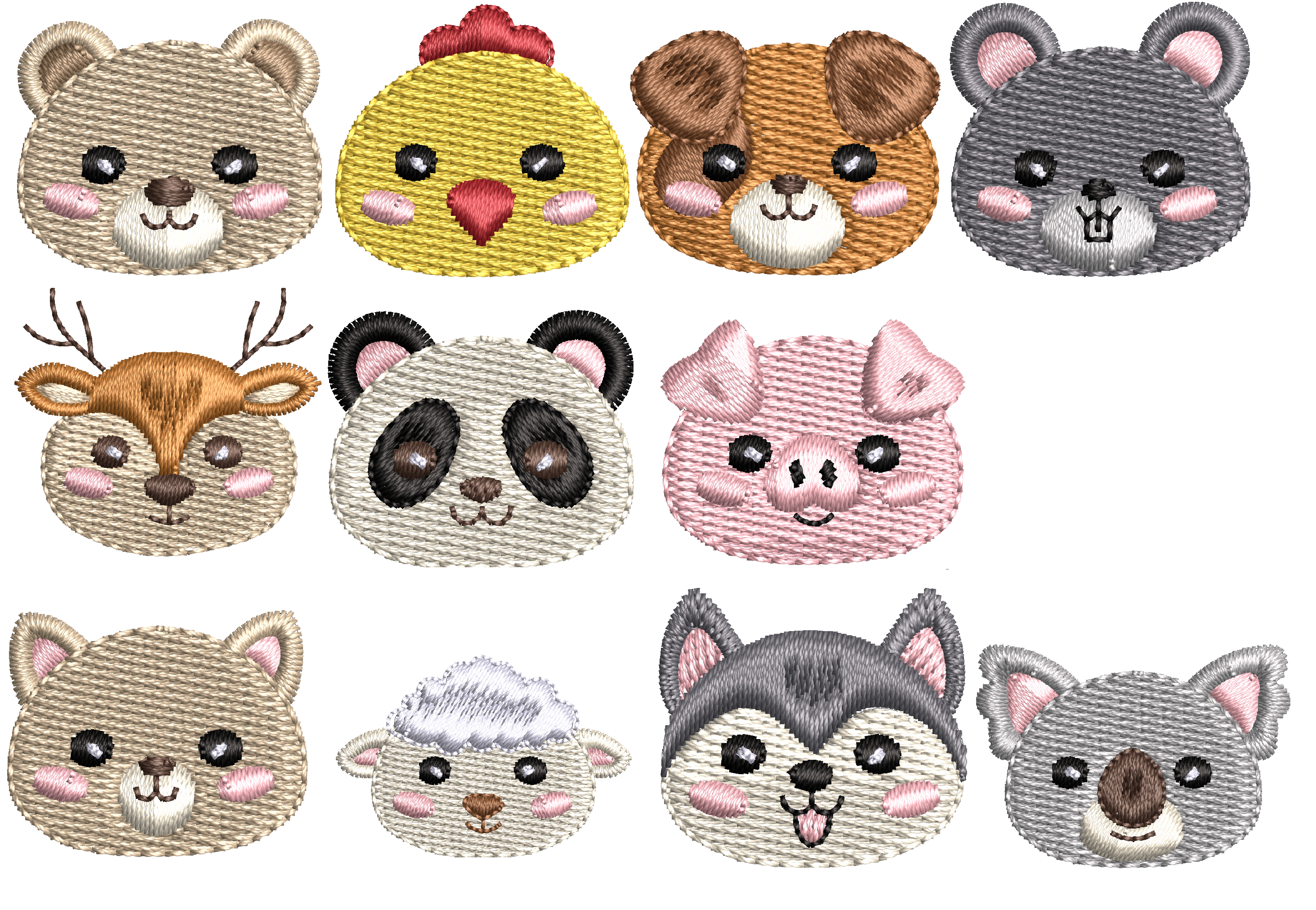 Stickdateien "Kawaii Tierchen" - sofortiger Download