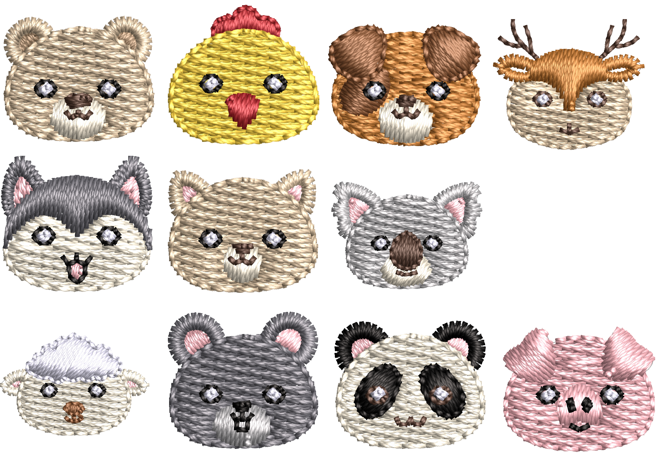 Stickdatei "Kawaii Tierchen Minis" - sofortiger Download