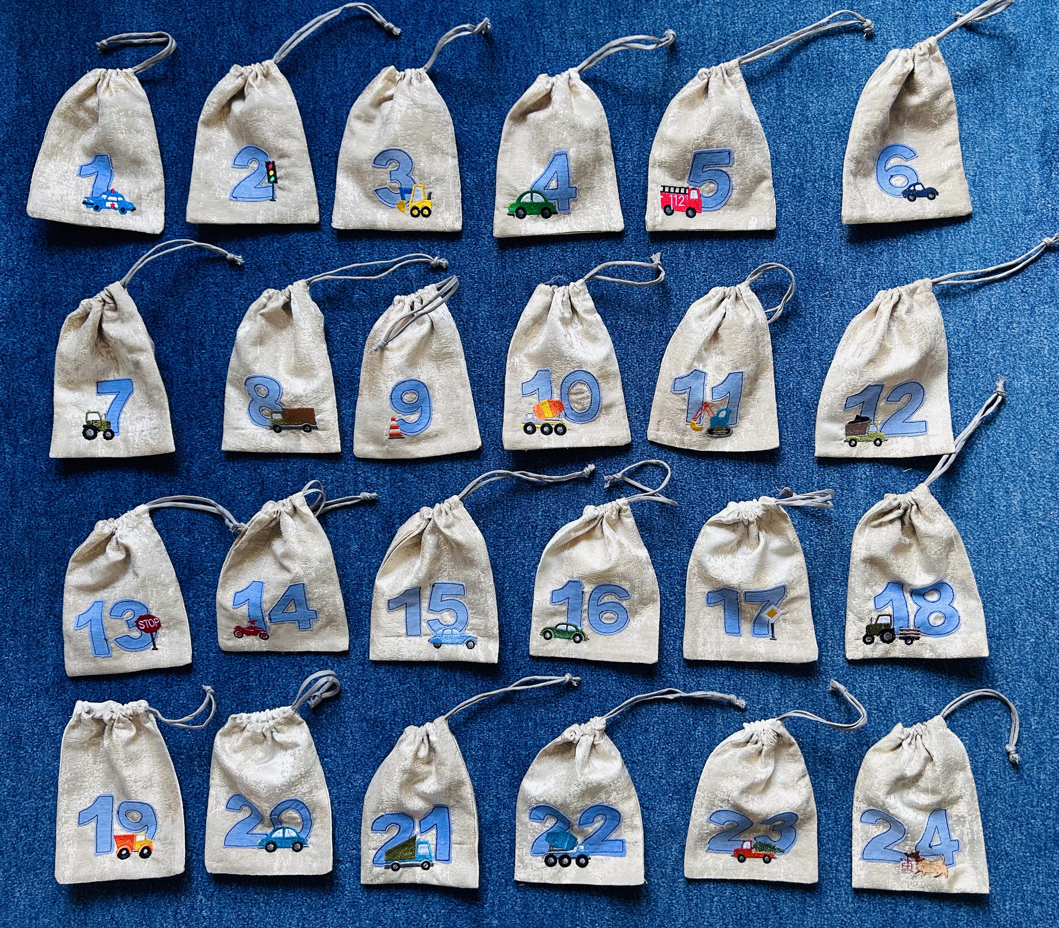 Bundel mit 48 Stickdateien "Adventskalender Fahrzeuge"  - sofortiger Download