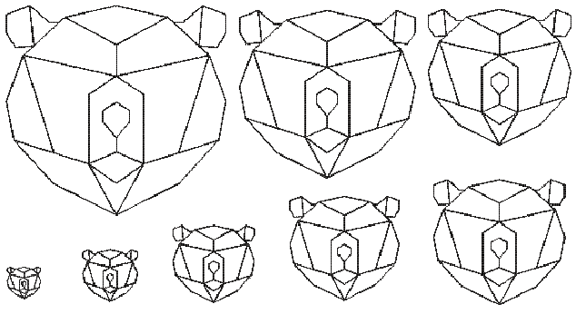 Stickdateien Redwork "Bärenkopf abstrakt geometrisch" - sofortiger Download